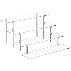 HENABLE 4 Tier Acrylic Perfume Organizer Stand, Clear Display Risers for Perfume, Cologne, Cosmetic, Skincare, Funko POP, Dessert Display, Cupcake Stand Holder