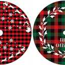 2-Piece Mini Christmas Tree Skirt - 15 Inch Buffalo Check Plaid Tree Skirt - Red & Black Plaid - Snowflake, Reindeer & Santa Designs