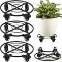 3 Packs Metal Plant Caddy with Wheels 12" Rolling Plant Stands Heavy-Duty Wrought Iron Plant Dolly Plant Rollers Planter Mover with Casters