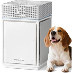 Air Purifiers for Home Large Room Bedroom up to 3600 Sq Ft PM 2.5 Display Air Quality Sensor True HEPA Air Filter for Fur Odor Smoke with Three-Sided Air Inlet, White,1 Pack+ 3-Layer Filter