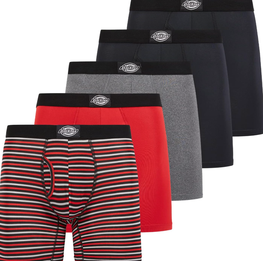 Dickies 5 Pack Mens Boxer Briefs With Pouch, Moisture Wicking Performance Underwear For Men (S)