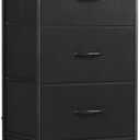 Simple Deluxe 4 Drawer Dresser, Fabric Storage Tower Organizer with Sturdy Steel Frame and Wood Top, Easy Pull Handles, for Bedroom, Entryway, Hallway, Black (17.7"L x 11.8"W x 37.4"H)