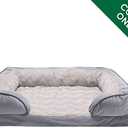 Furhaven Replacement Dog Bed Cover Perfect Comfort Plush & Velvet Waves Sofa-Style, Machine Washable - Granite Gray, Jumbo (X-Large)