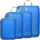 Cambond Compression Packing Cubes for Travel Women - Travel Bags Luggage Organizers Travel Essentials Compression Cubes for Travel Carry on Suitcases (4 Set, 01 Blue)