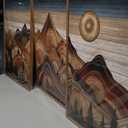 IARTTOP Mountain Framed Canvas Wall Art Set of 3 Vintage Modern Mountain Sun Wall Painting Nature Scenery Print Abstract Tree Ring Wall Decor for Living Room Bedroom Office-16x24 Inch