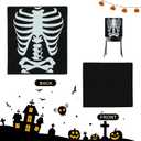 Halloween Chair Covers, Skeleton and Spider Design Chair Back Decor for Party, Halloween Home Decorations, Set of 4
