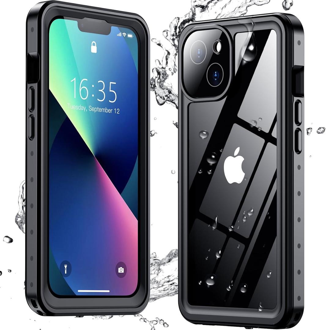 for iPhone 13 Case,[IP68 Waterproof][Built-in Screen & Lens Protector ][Military Grade Shockproof] Full Body Heavy Duty Protection Durable Phone Cover, Black