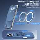 Magnetic for iPhone 16 Pro Case, Compatible with Magsafe, Suction Cup Phone Mount, 2 Screen Protectors - Camera Protector, Silicone Shockproof Protective Phone Cover 6.3", Azure Blue