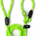 WePet Dog Training Slip Leash, No Pull, Durable Reflective Lead, Puppy Heavy Duty Loop Rope, Comfortable Handle, 6 ft, 1/2 inch, diam. Green/White