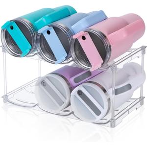 Stackable Water Bottle Organizer for Stanley 40 oz Tumbler, Water Bottle Holder for Cabinet, Pantry Kitchen Organizers and Storage for Stanley Cup Accessories, Tumbler Organizer and Wine Rack, 2Pack