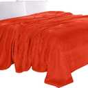 Elegant Comfort Luxury Velvety Feel Blanket, All-Season Lightweight Blanket, Ultra Plush, Soft, Cozy-Fuzzy Flannel Fleece for Couch, Sofa, Bed, Travel, Solid Design, King/California King, Orange