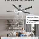 Ohniyou 60'' Ceiling Fan with Lights, Industrial Ceiling Fan with 5 Aluminum Blades, App/Remote Controlled, Dimmable, for Outdoor Patio, Living Room, Black