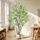 6ft Olive Trees Artificial Indoor, Tall Faux Olive Tree with Realistic Leaves and Lifelike Olives Fruits, Large Fake Silk Plant for Living Room Office Bedroom Balcony Home Decor
