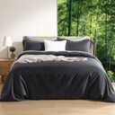 NEXHOME PRO Duvet Cover Queen, Duvet Cover Set, Ultra Soft, Viscose from Bamboo Cooling, 1 Duvet Cover and 2 Pillowcases, 90"x90", Dark Grey, Comforter Not Included