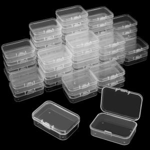 SATINIOR 48 Packs Clear Small Plastic Containers Transparent Storage Box with Hinged Lid for Small Items Crafts Jewelry (2.52 x 1.73 x 0.79 Inches) (CH-SATINIOR-423619)