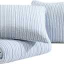 Nautica - Twin Quilt Set, Reversible Cotton Bedding with Matching Sham, Casual Home Decor for All Seasons (Coleridge Stripe Light Blue, Twin)
