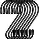 30 Pack S Hooks for Hanging, 3.15 inch Stainless Steel S Shaped Hooks Curtain Hooks Heavy Duty S Hooks for Hanging Pots and Pans, Plants, Jeans, Clothes, Jewelry, Towels, Cups (Black)