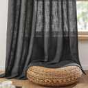 Deconovo Extra Long Back Tab And Rod Pocket Sheer Curtains For Bedroom, Solid Faux Linen Textured Curtains For Living Room, 52 Inch Width Semi Transparent Curtains For Studio 1pc,52x107 Inch Dark Grey