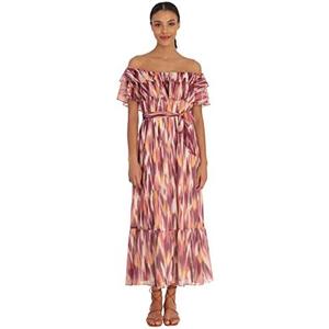 Donna Morgan Women's Ruffle Off The Shoulder Tiered Hem Midi, Size 14