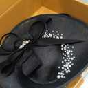 dressfan Vintage Fascinator Hats for Women,Linen Pearl Fascinator for Derby Church Wedding Tea Party (Black)