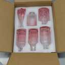 Pink Glass Bud Vases Set of 20 - Mini Vintage Vases for Wedding Decorations Home Table Flower Decor, Small Carved Design Glass for Centerpieces