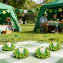 St. Patrick's Day Small Candle Rings, 6 Pcs Shamrock Wreaths with Glitter Shamrock Clovers for Table Centerpieces, Front Door, Wall, Window Indoor Outdoor Holiday Decor