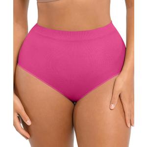 FeelinGirl Seamless Shapewear Underwear for Women Body Shaper Briefs High Waisted Panties Rose Red L