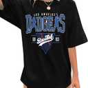Baseball Shirt Women Oversized Baseball Game Day Shirts Fan T-Shirt Short Sleeve Tee Top (X-Large, Black)