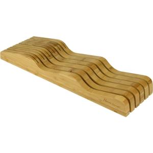 Organic Bamboo Knife Block Organizer, Heim Concept In- Drawer Premium Bamboo Wood Knife Storage Block - Holds Up To 16 Knives