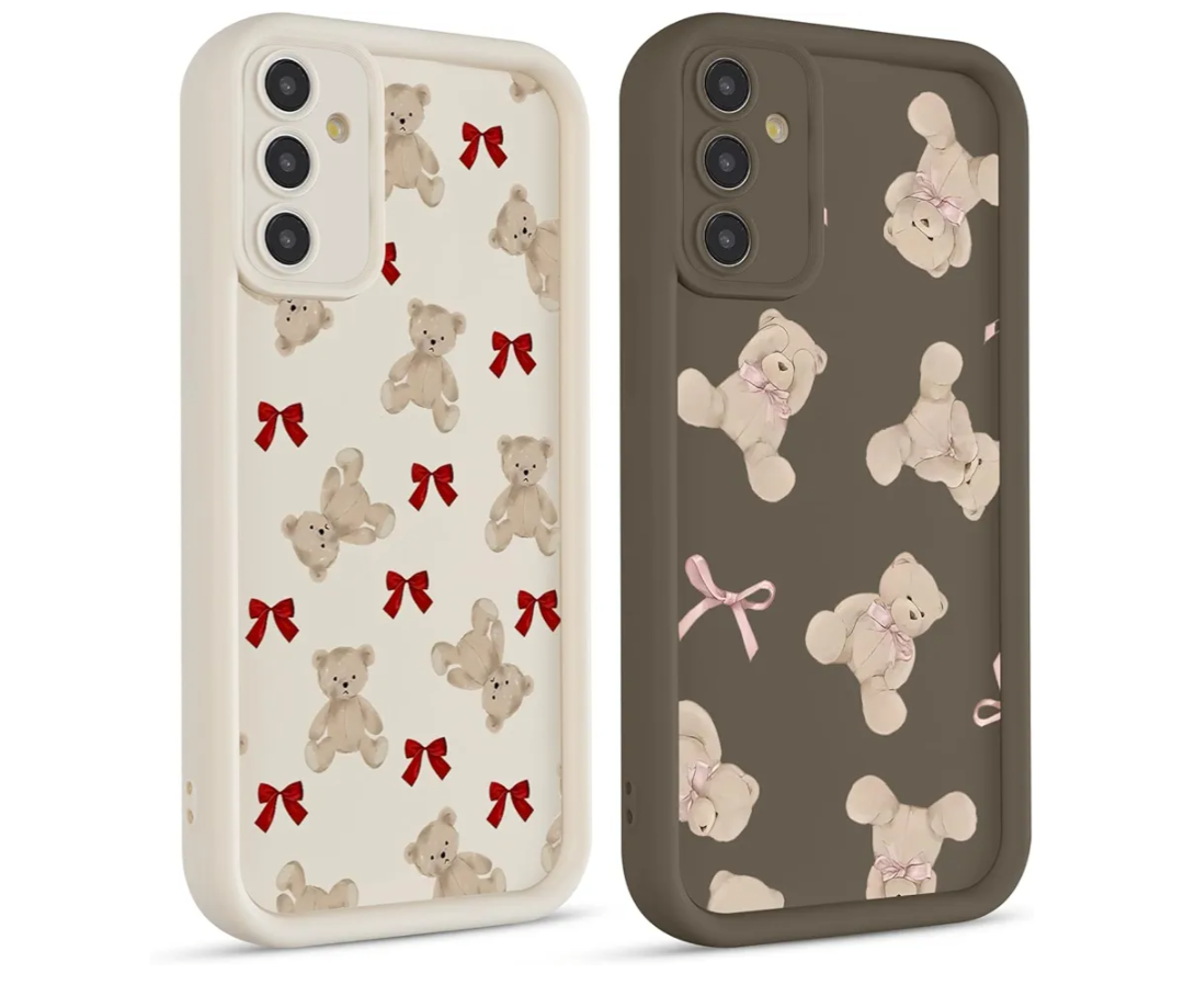 2 Pack Cute Coquette Bow Phone Case for Samsung Galaxy A15 5G 6.5", Aesthetic Bear Pink Ribbon Bowknot Pattern Print Design Women Girls Case Soft Slim Shockproof TPU Protective Funda Cover