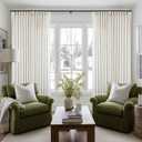 Extra Wide Pinch Pleat Linen Curtains 108 Inches Long for Living Room Sliding Glass Door 100 Inch Wide Semi Sheer Curtain Cream Ivory Pleated Drape Hooks Rings 100x108 Large Window Curtain 1 Panel