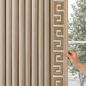Pinch Pleat Blackout Curtains with Embroidered Tape Trim, 52"W x 96"L