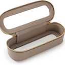 Aveniee Slim Clear Makeup Brush Bag, Small Cosmetic Brush Holder, Mini Toiletry Bag Travel Case for Women, Thin Make up Bags with Dual Zipper, Cute Travel Essentials Bag Organize - Taupe