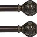 Bronze Curtain Rods for Windows 2 Pack:Farmhouse Boho Decorative Curtain Rod for Bedroom Living Room,Heavy Duty Adjustable Rustic Drapery Rods with Vintage Coastal Finials,Antique Bronze 36-88"