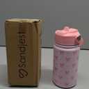 Bow Kids Water Bottle With Straw Lid 12oz Insulated Stainless Steel, Travel Tumbler, Pink Bow Gifts For Girls, Birthday, Christmas, Back To School