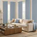 MIULEE Thick Linen Curtains 96 Inches Long Light Blue Semi Sheer for Farmhouse/Living Room/Bedroom, Linen Textured Light Filtering Window Privacy Drapes with Back Tab Rod Pocket, 42Wx96L, Set of 2