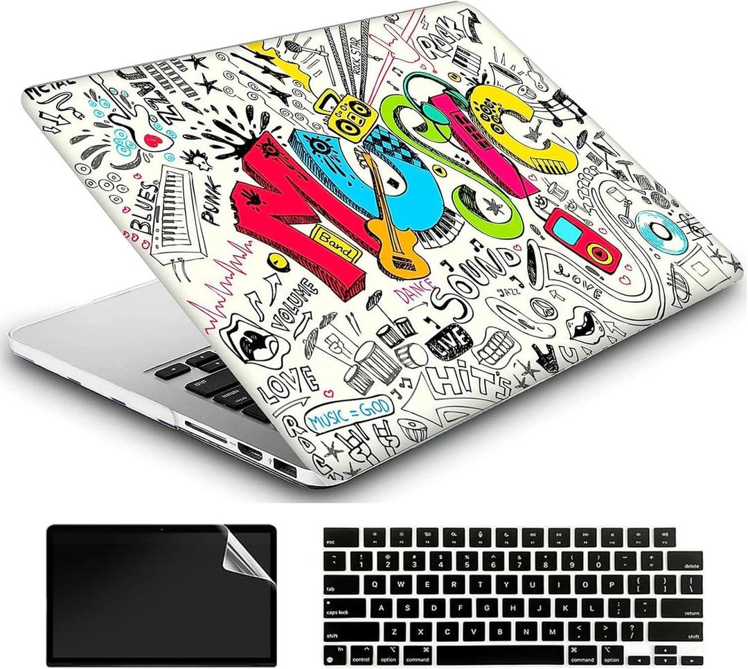 Compatible with MacBook Air 13 Inch Case 2022 2021 2020 Release A2337 M1/A2179 with Retina & Touch ID, Plastic Hard Shell Case & Keyboard Cover & Screen Protector - Creativity Music
