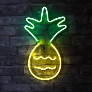 Isaac Jacobs 17 x 10 inch LED Neon Yellow & Green Pineapple Wall Sign for Cool Light, Wall Art, Bedroom Decorations, Home Accessories, Party, and Holiday Dcor: Powered by USB Wire (PINEAPPLE)