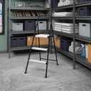 COSCO Lightweight Three-Step Folding Step Stool for Home Use - Large Platform, One-Hand Release, Non-Marring Leg Tips, Aluminum and Steel Frame