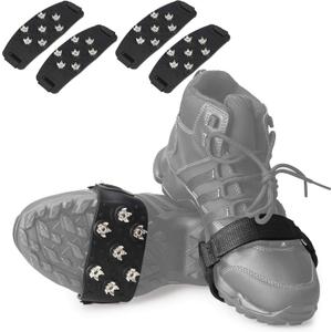 Crampon Traction Cleats Anti-Skid Traction Grips Crampons Spikes 7 Point Cleats for Footwear for Walking, Jogging, Hiking, Mountaineering Ice Snow Grips (Black 2 Pairs)