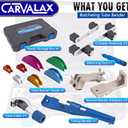 CARVALAX 90° Ratcheting Tube Bender Kit - 7 Color-Coded Aluminum Heads for 1/4" to 7/8" Pipes, Reverse-Bend Adapters & Portable Toolbox, Tube Cutter & Deburring for HVAC/Heating Repair (Blue）