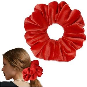 CEELGON Red Big Velvet Scrunchie 6.5 Inches Jumbo Scrunchies Hair Ties Oversized Ponytail Holder for Thick Curly Hair Extra Large Hair Accessories for Women (Red)