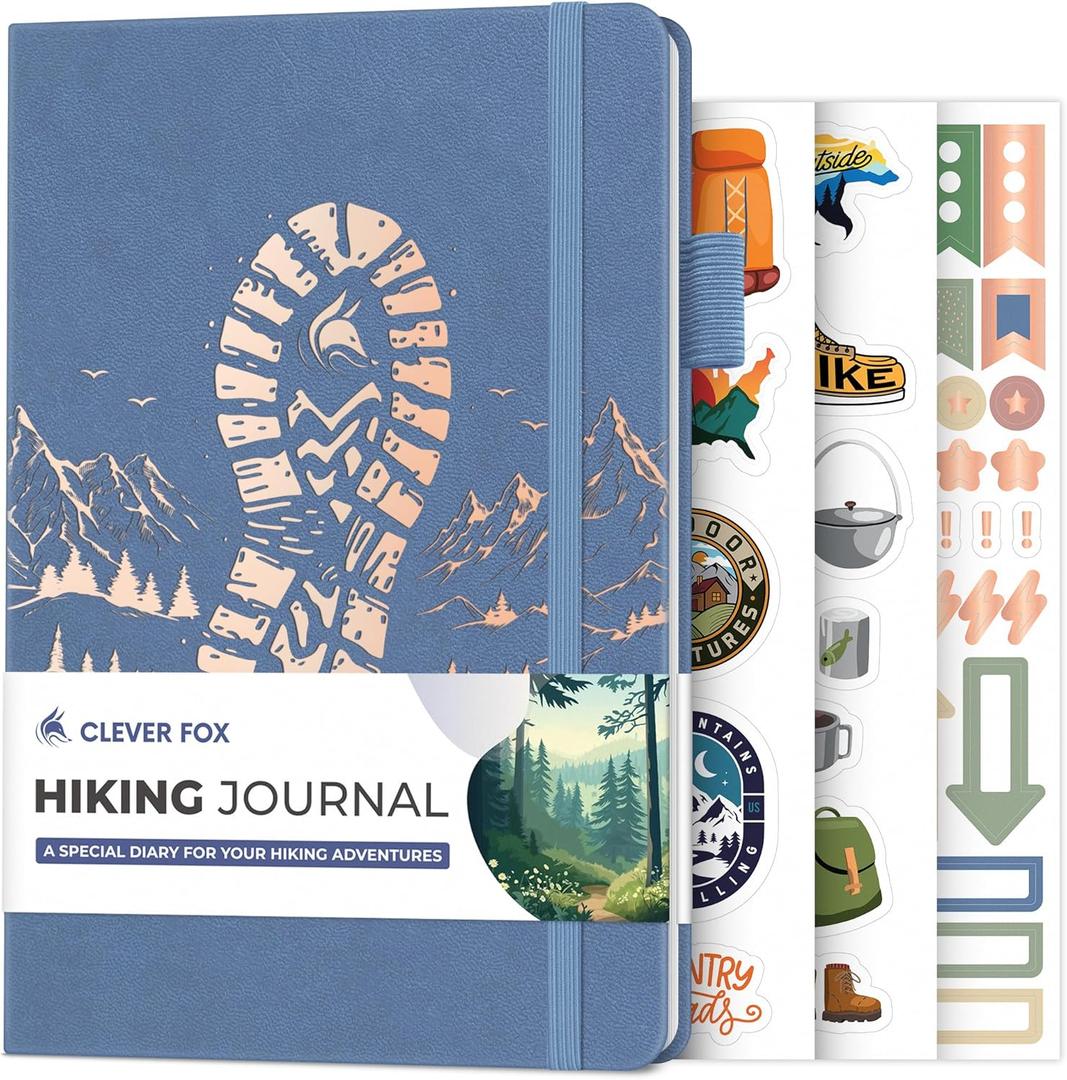 Clever Fox Hiking Journal for Outdoor Enthusiast  Unique Travel Notebook Diary for Traveler Women & Men  Best Gifts for Hikers & Campers  Cool Camping Log Book (Smoke Blue) (A5 (5.8'' x 8.3''))