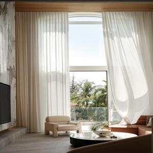Qiseca Extra Long Curtains Linen Sheer Light Filtering Drapes Ceiling to Floor Loft High Living Room 204 Inch Long Rod Pocket Nature 1 Panel 52x204 (17FT)
