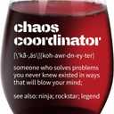 Jogskeor Coworker Gifts For Women, Chaos Coordinator 15Oz Wine Glass Gift for Boss, Inspiration Gifts for Coworker, Manager, Teacher, Assistant for Birthday, Christmas, Retire, Thank you Gift