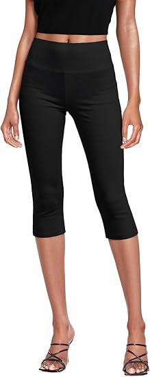 Hybrid & Company Womens Super Comfy Stretch Pull On Millennium Twill Capri Shorts, Black, XL