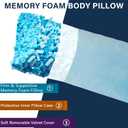 1 MIDDLE ONE Body Pillow, Memory Foam Body Pillows for Adults Sleeping, Long Pillow for Bed, Big Large Firm Full Body Pillow for Side Sleeper, 20x54 Inch, Light Blue
