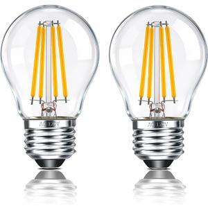G45 LED Edison Filament Bulb 4W (40 Watt Equivalent), 2700K Warm White, E26 Base Clear Glass Small Globe Light Bulbs for Pendant Lights & Chandeliers, Non-Dimmable, 2 Pack