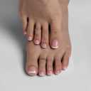 BTArtbox Press on Toenails Short, White French Tips Toenail Press Ons Square for Women, Light Weight Press on Toe Nails with Glue, Fake Toenails in 16 Sizes- 32 Toenails Kit, Timeless Grace