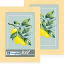 Hongkee 6x9 Picture Frame Set of 2, Made of Real Glass and Gold Wooden Frame - 6 by 9 Photo for Wall or Tabletop